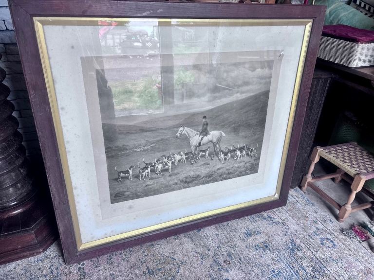 A Large attractive Antique hunting print dated 1901,