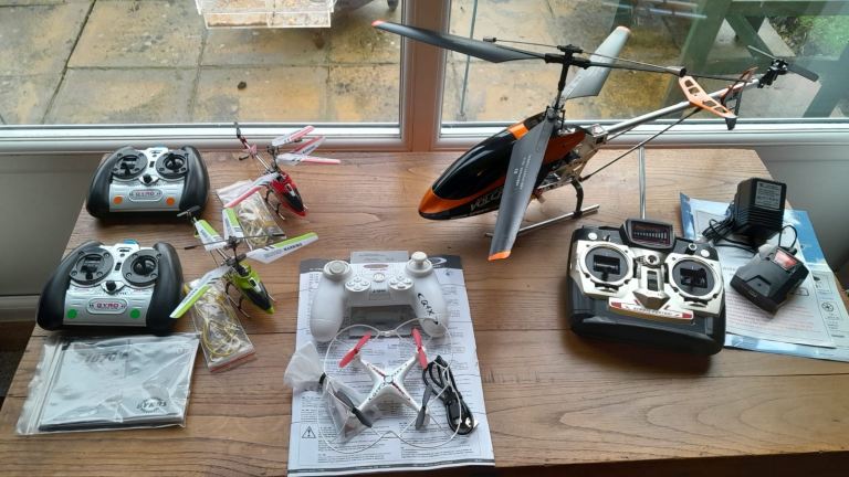 Drone and Helicopters all with Remote Controls - Bundle Toy Hobby Christmas 