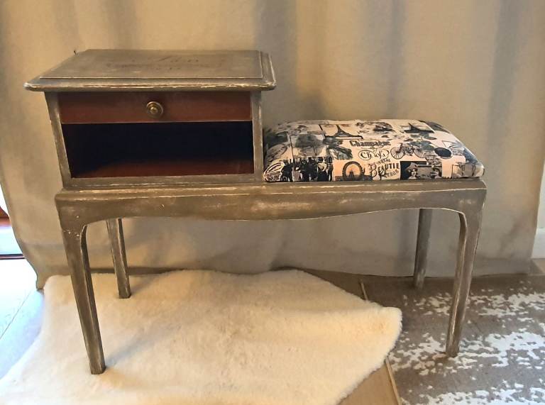 Telephone Seat/ Table/ Hall/ Entry Chair French Style Fabric