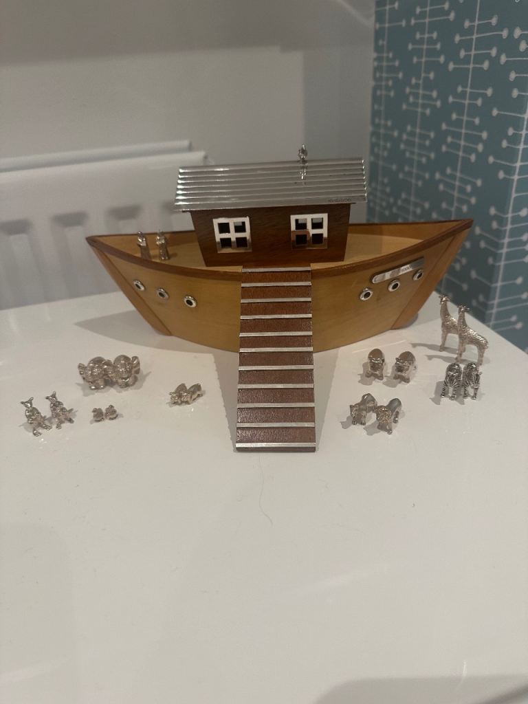 Stunning Rare LINKS OF LONDON Limited Edition Mahogany, Maple Wood And Sterling Silver Noah's Ark