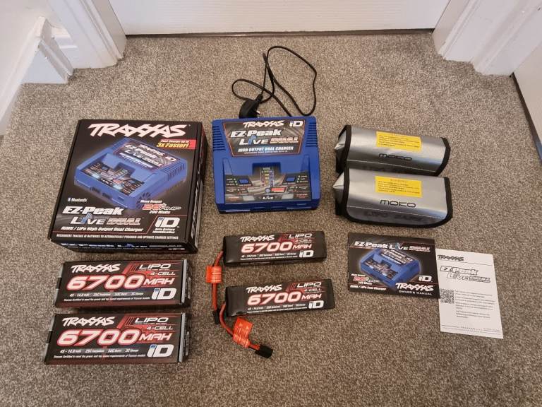 Traxxas 6700mah 4s Lipos X2. Traxxas Dual Bluetooth Live Charger. Rc Car Truck 
