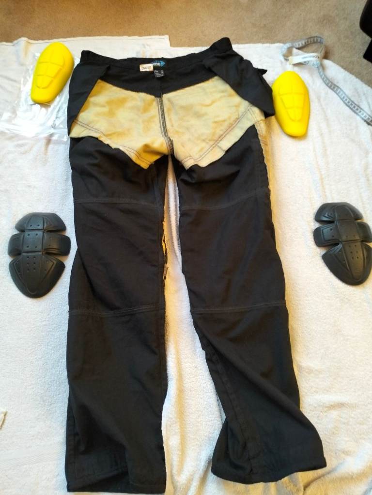 Route One DNM001 Mens Motorcycle Cargo Jeans Armoured Black Kevlar 34" Reg 31" Leg