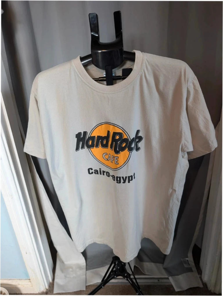 Hard Rock Cafe Cairo Egypt Graphic T-Shirt XL Cream Egyptian Cotton