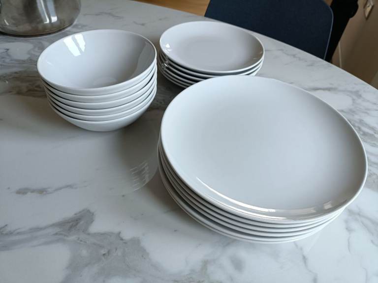 IKEA White Ceramic Plates and Bowls 