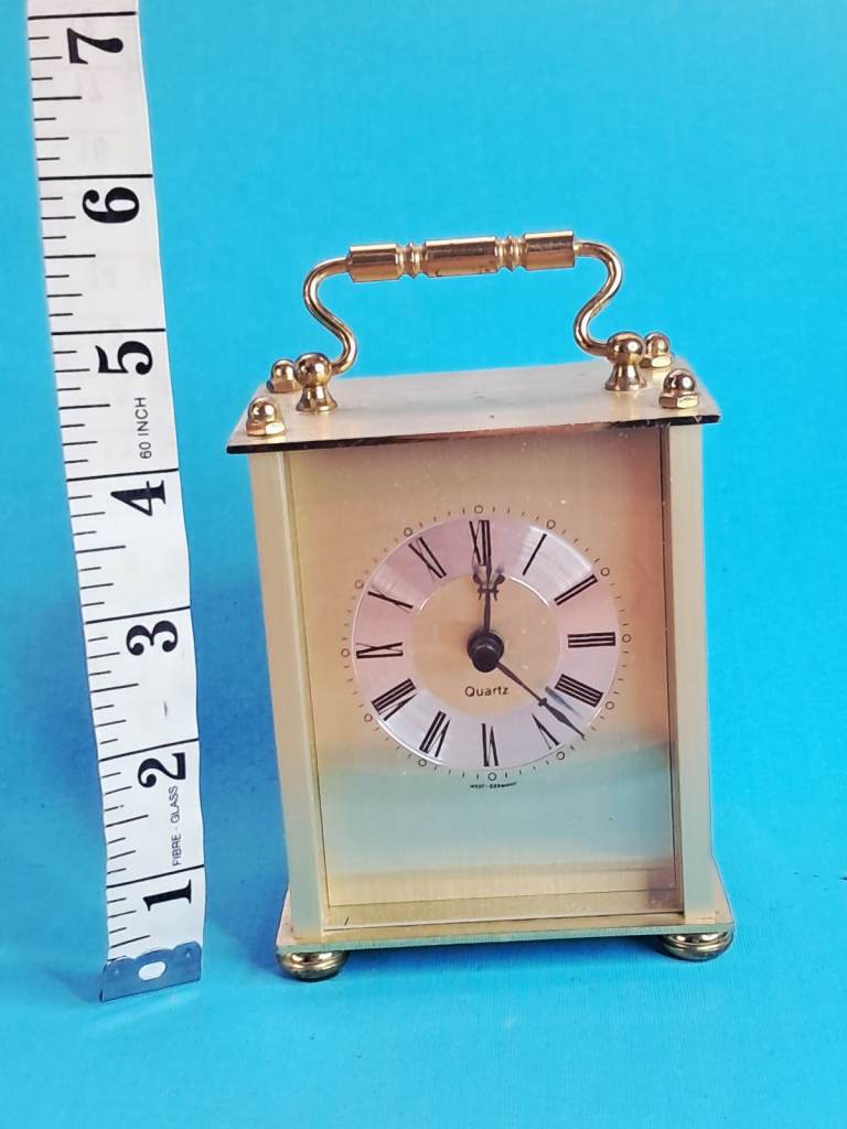 Vintage Brass Carriage Clock – Quartz Movement, Good Condition