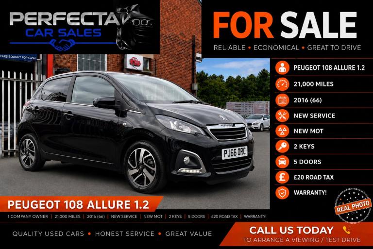 2016 Peugeot 108 1.2 PureTech Allure 5dr HATCHBACK Petrol Manual