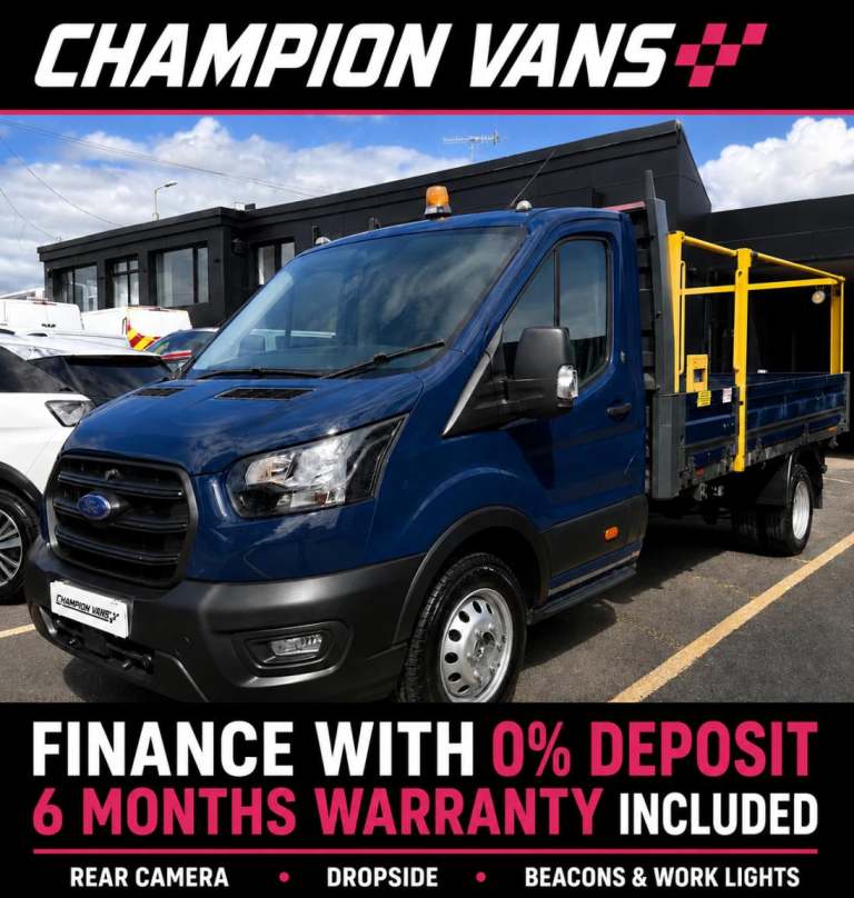 2020 Ford Transit DROP SIDE L3 350 Leader Flatbed W/ Reverse Camera, Beacons