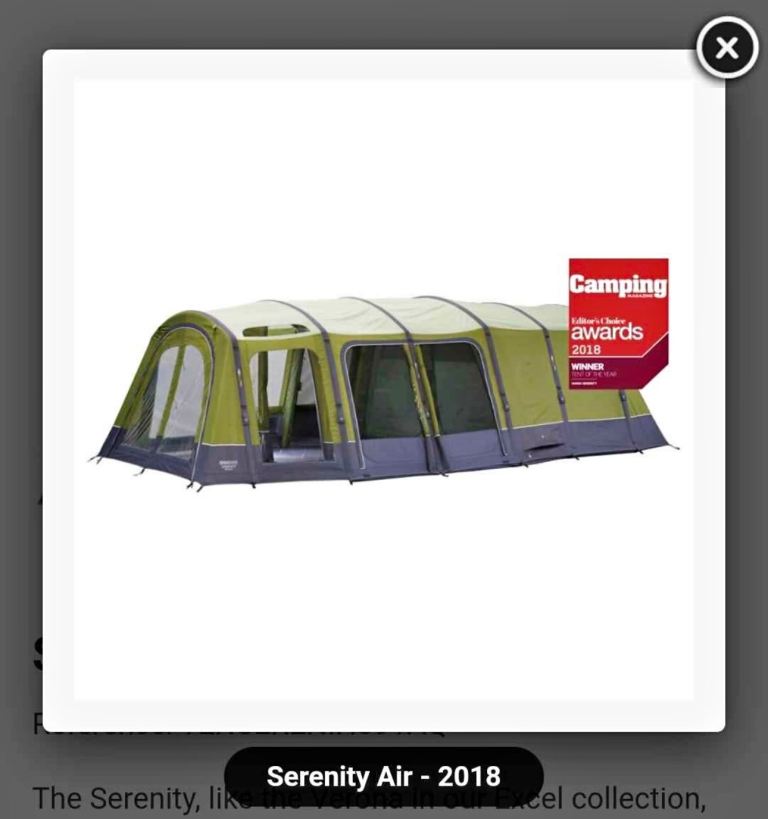 Vango Serenity airbeam 600xl tent and accessories. 