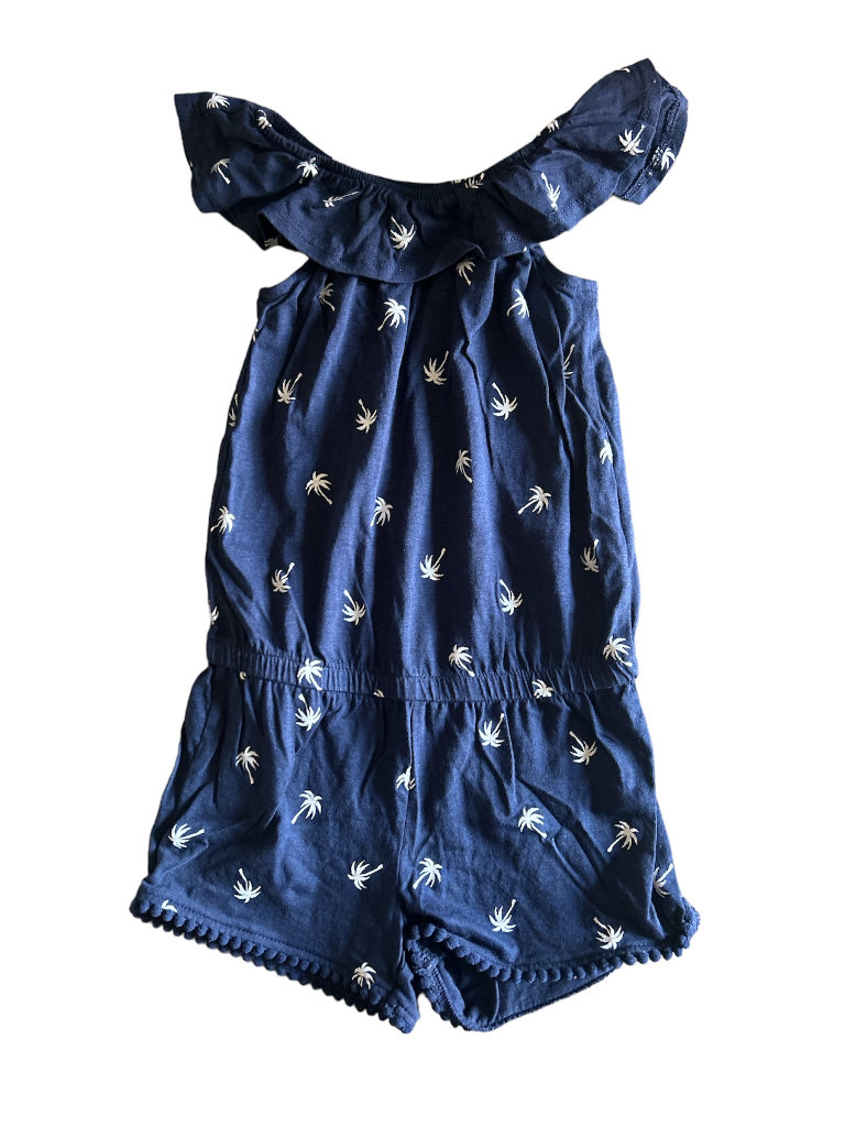 Lily & Dan Girls Playsuit Aged 5-6 Years Old In Navy With White Palm Trees 
