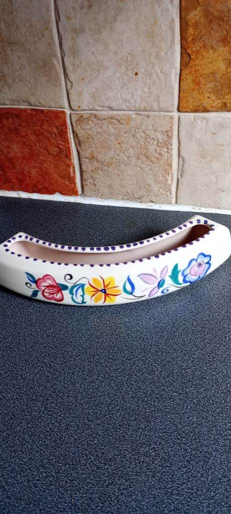 Vintage (1960s) Poole Pottery half moon posy dish. Perfect condition 