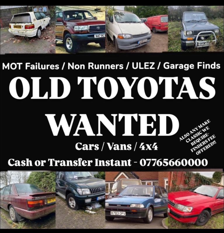 WANTED Toyota HILUX, HIACE, LANDCRUISER, COROLLA , RAV4,STARLET,CARINA