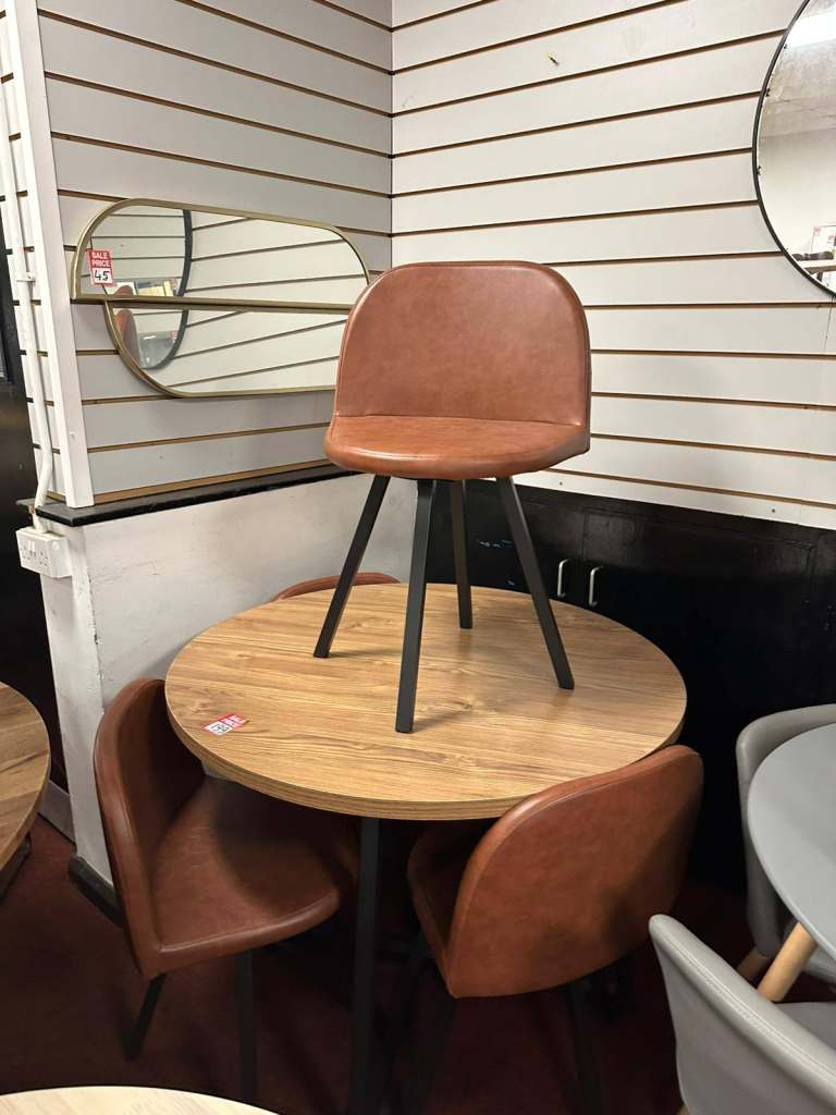 Nomad Oak Dining Table & 4 Chocolate Chairs