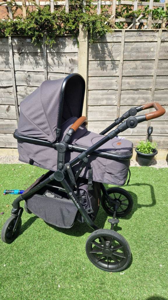 Ickle Bubba Cosmo Pram - Grey with Tan Handle, Good Condition