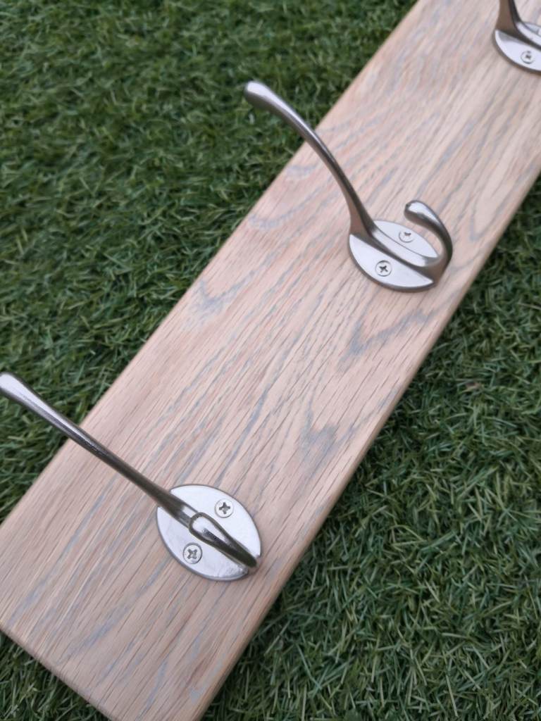 Handmade Solid Oak Coat Rack - Grey Fleck