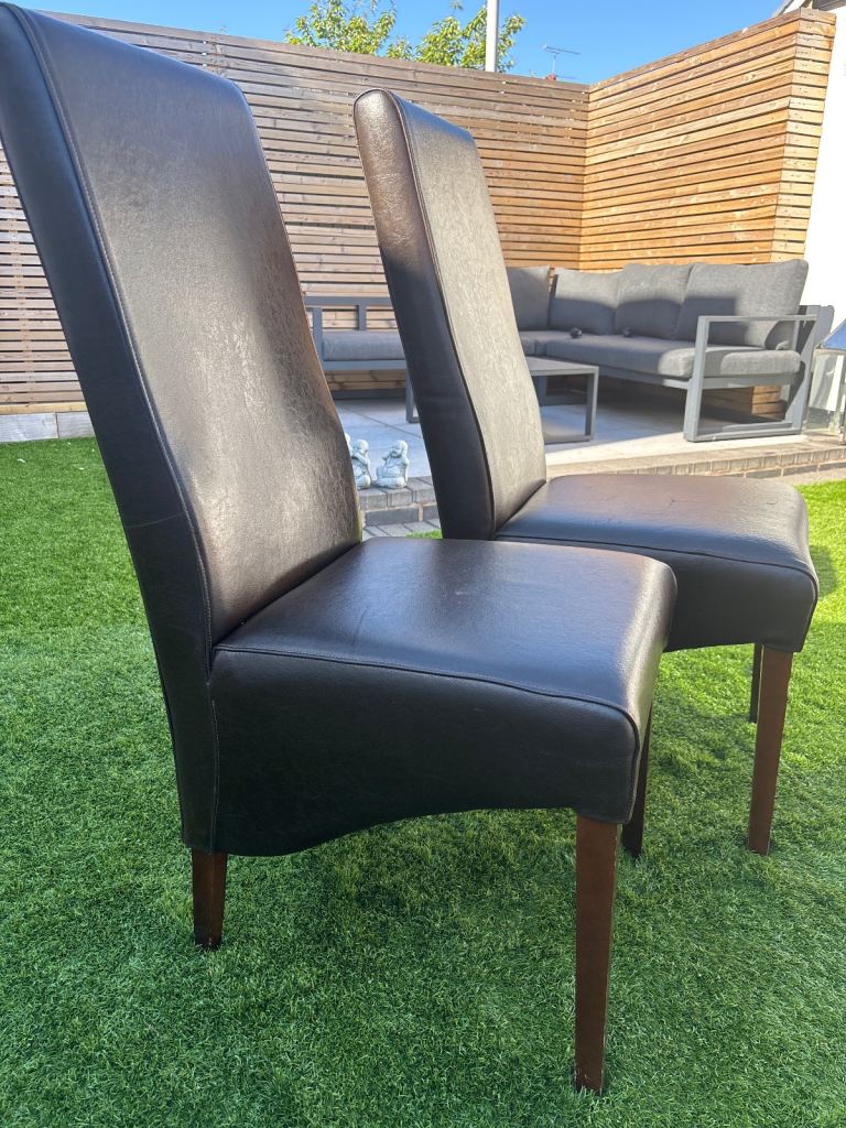 Brown Leather Chairs.