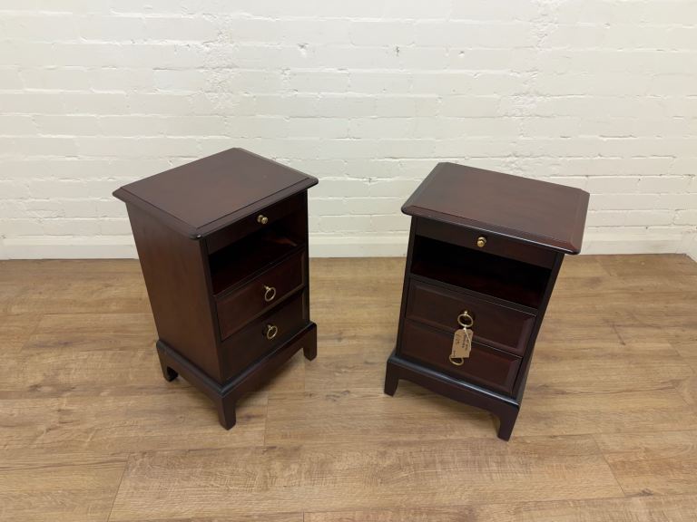 Pair of stag minstrel slim bedside cabinets 