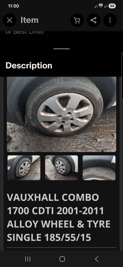 Alloy wheel with tyre