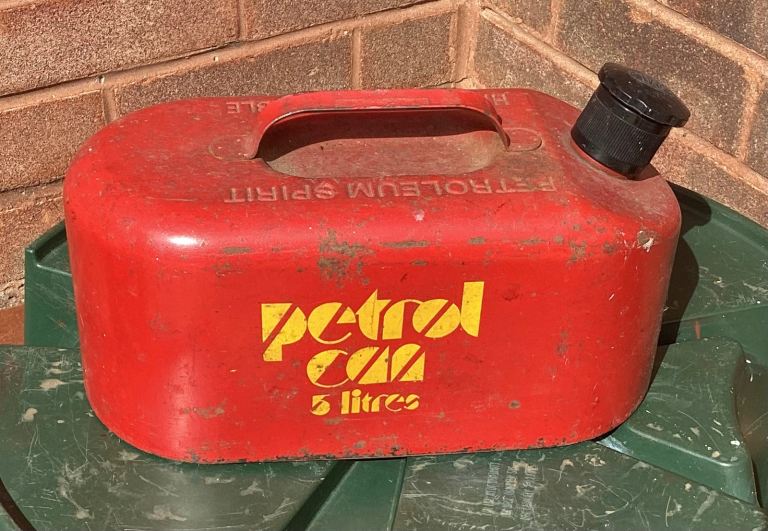 Vintage Petrol Can PML 5 Litre Jerry Metal Garage Car Good Usable Condition Man Cave Collectable