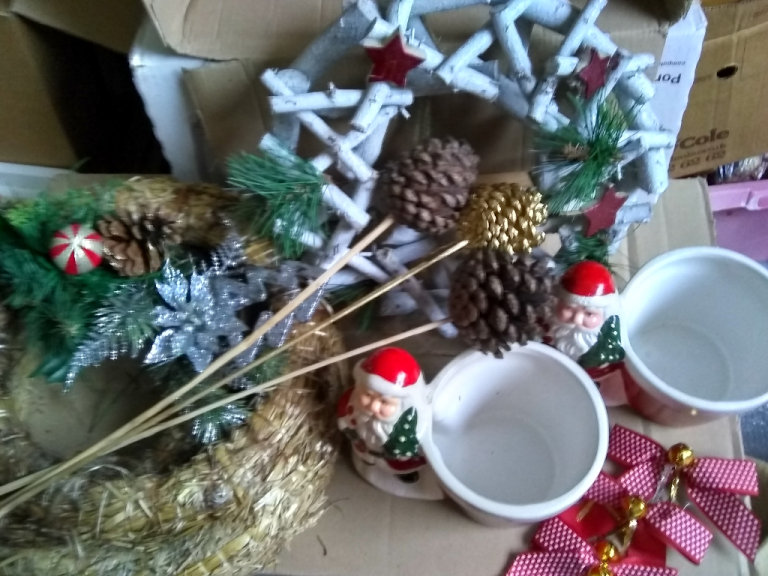 Christmas garden and floristry decorations.  Collect from South Croydon