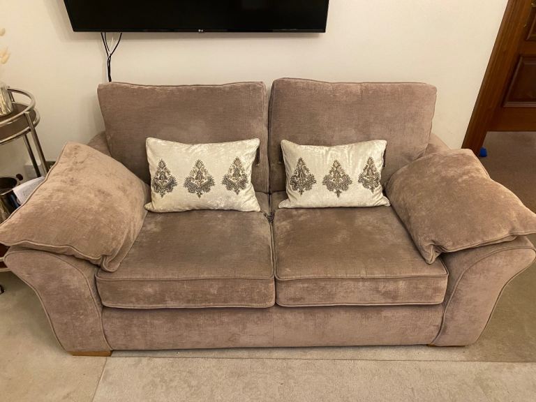 image for Next 2 seater mink coloured velour sofa 