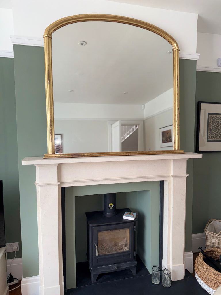 Large Gold Arched Mantle Mirror – Good Condition