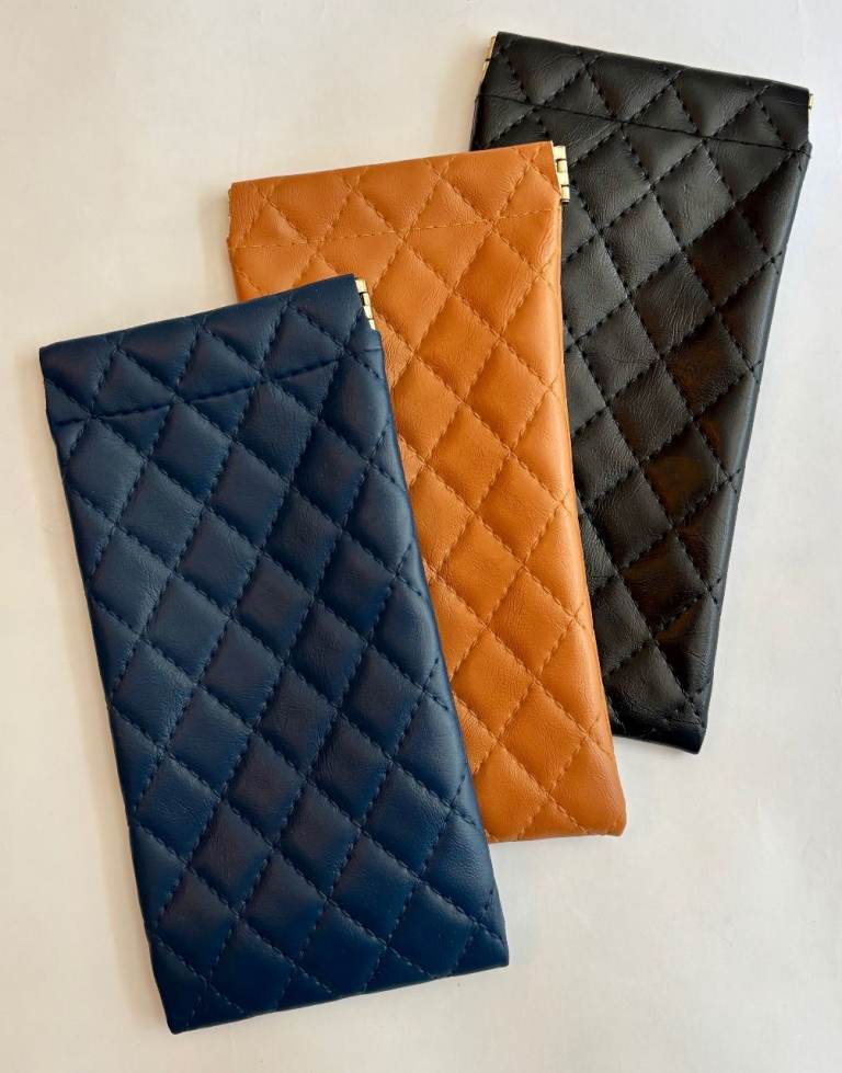 Glasses Cases Set of 3 - Squeeze Open/Snap Close - Soft Quilted - New & Unused