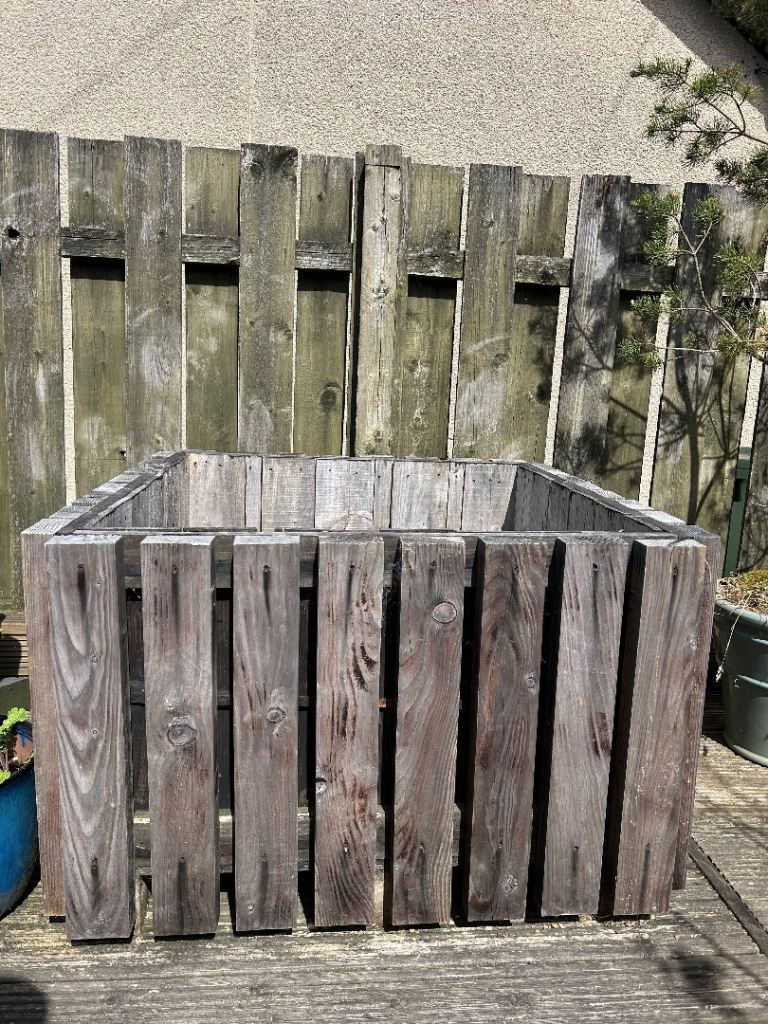 ** LOOK ** two large solid wood garden planters