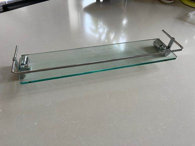 Glass and chrome bathroom shelf