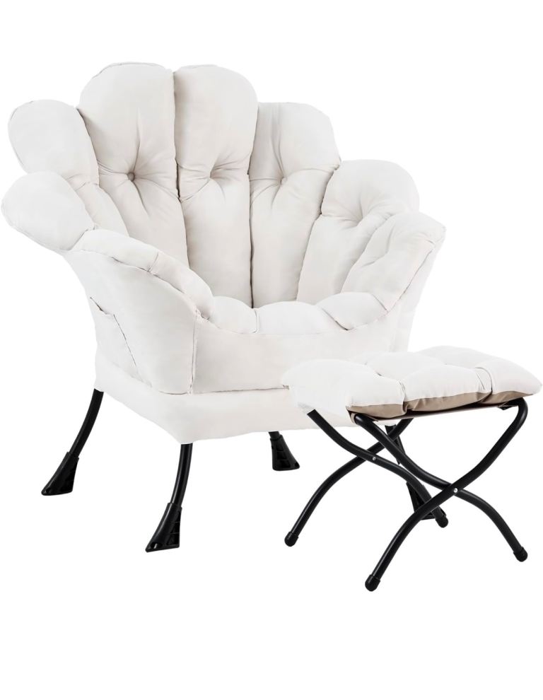 Modern Lazy Chair with ottoman (Beige colour)