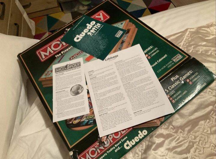 Monopoly and Cluedo Plus 5 Classic Games in a Wood Cabinet Board Game