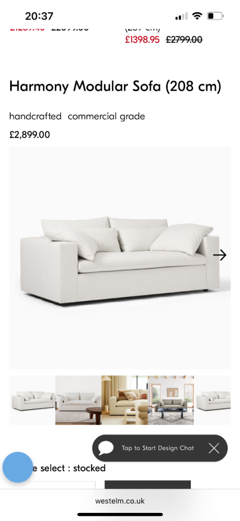 West Elm Harmony Sofa and Ottoman 