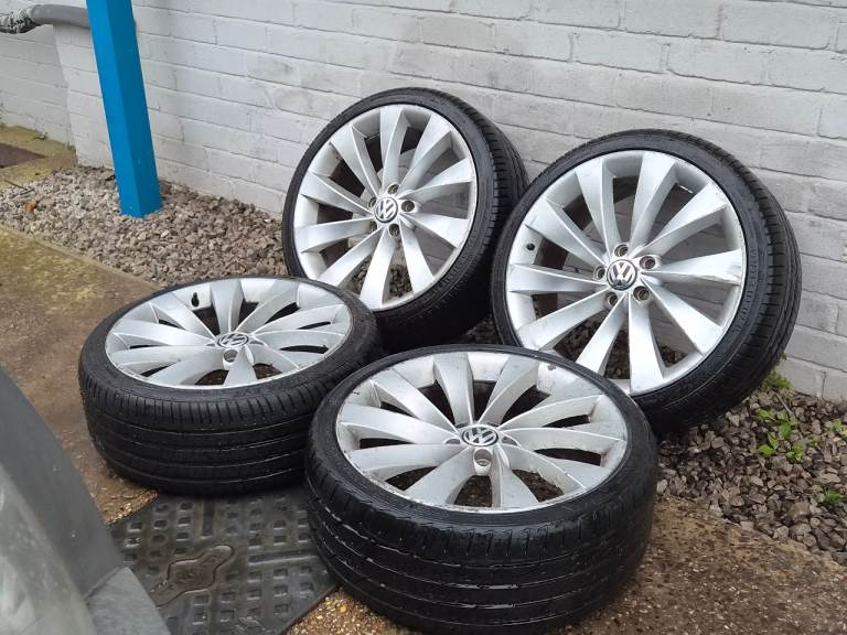 🌟Vw 19 Inch Alloy wheels 5x112 with MATCHING TYRES 7M++ GOLF GTI/GTD/R CADDY GOLF PASSAT SKODA AUDI