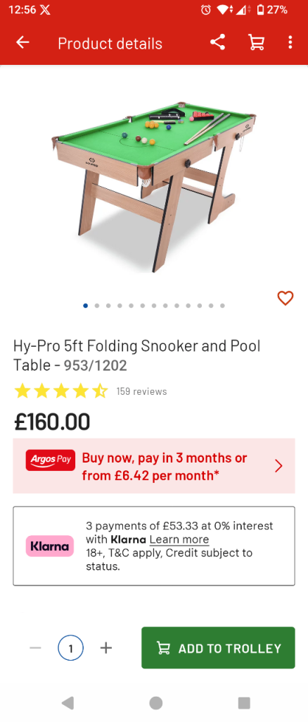 Hy-Pro 5ft Folding Snooker and Pool