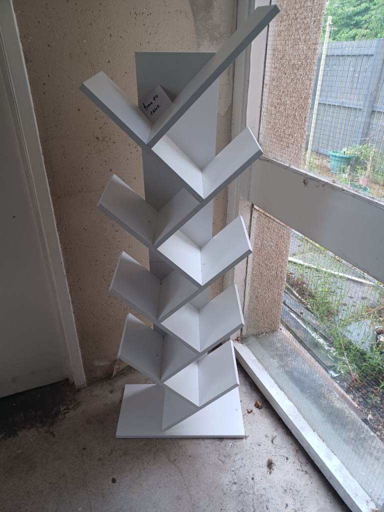 Bookcase white unique tree shaped , stylish.
