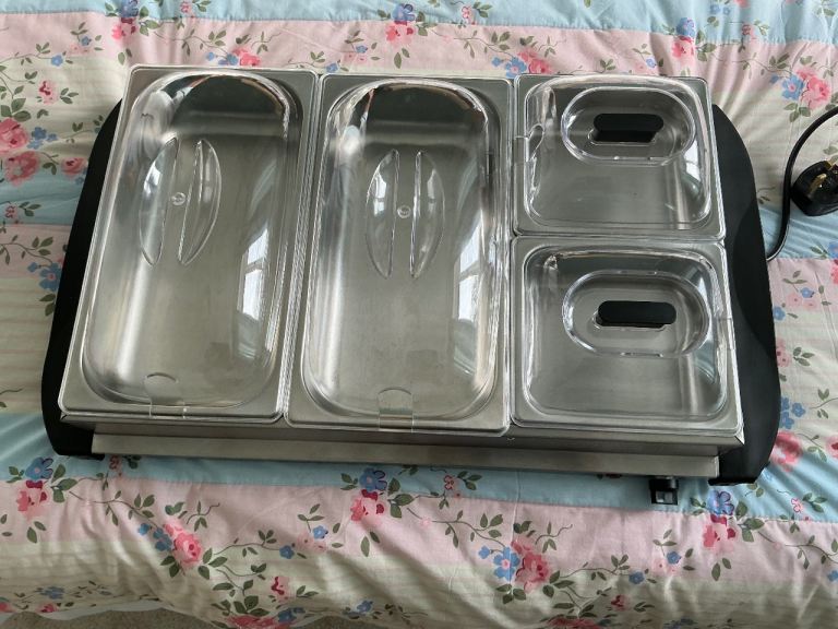 Tower Buffet Server & Warming Plate with 3 Stainless Steel Trays