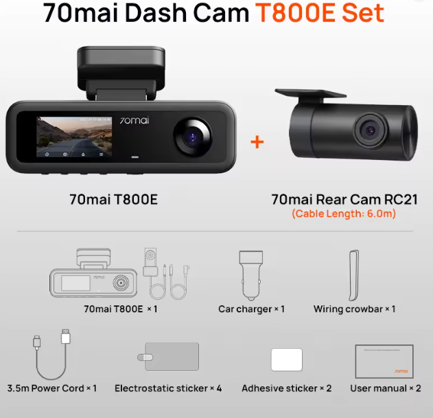 70mai T800E 4K 3 Channel Dash Cam, 4K+1080P Front Inerior and Rear BRAND NEW