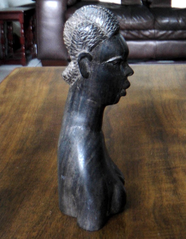 3 Vintage African Solid Hardwood Figure Busts - 2 Male (16cm) & 1 Female (18cm)