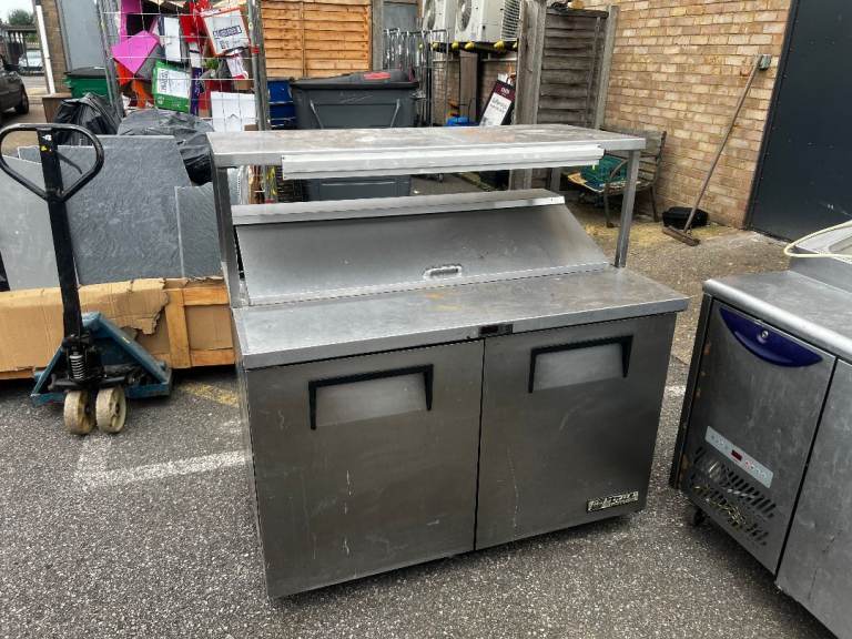 True 2 DOORS  Commercial Stainless Steel Prep Fridge with Topping Unit PIZZA RESTAURANT CAFE 