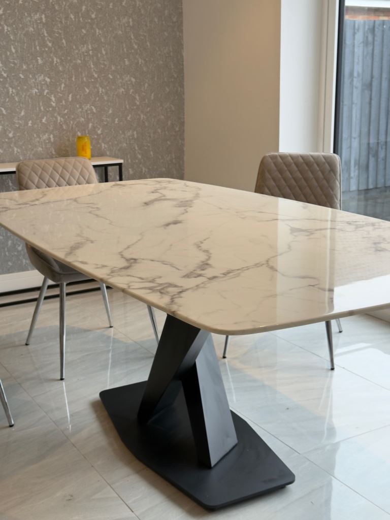 Large marble top dining table 