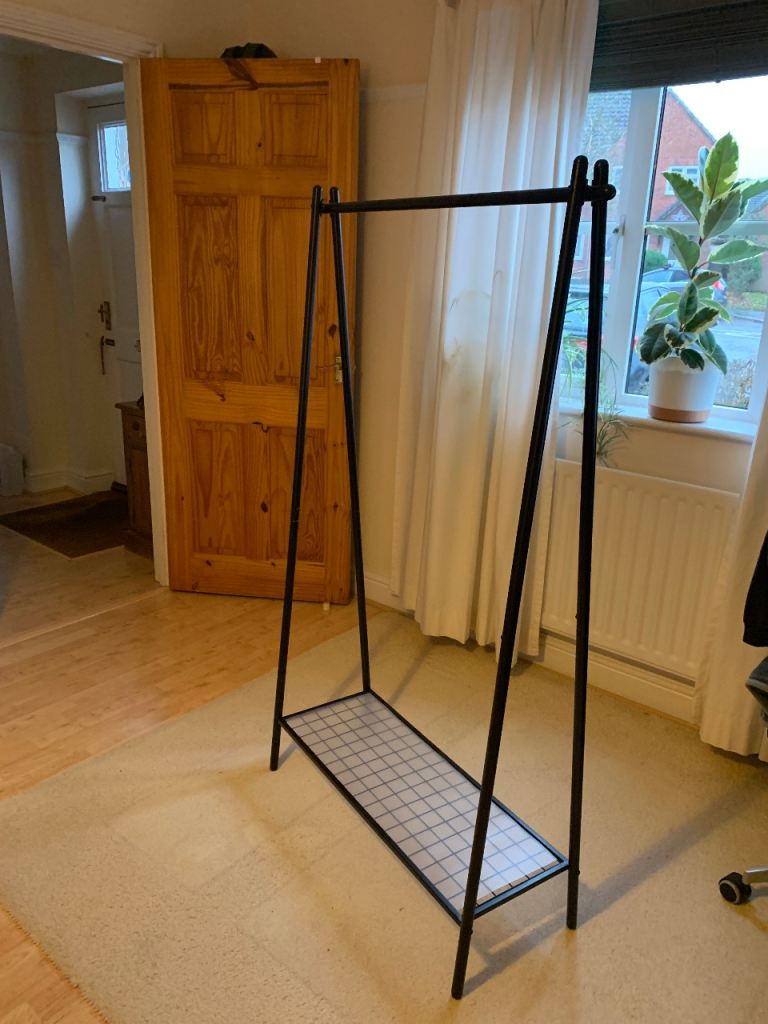 image for Black Metal Clothes Rail with Shoe Shelf