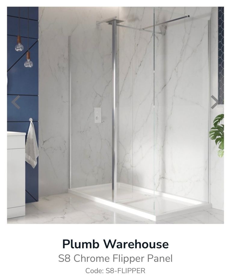 S8 Chrome Flipper Panel Shower Screen Panel Wall Mounted  
