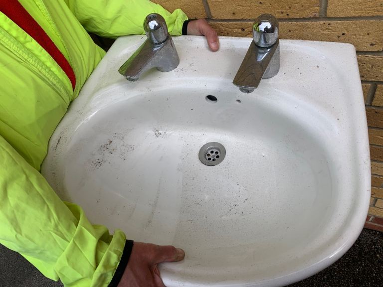 Sink with taps 