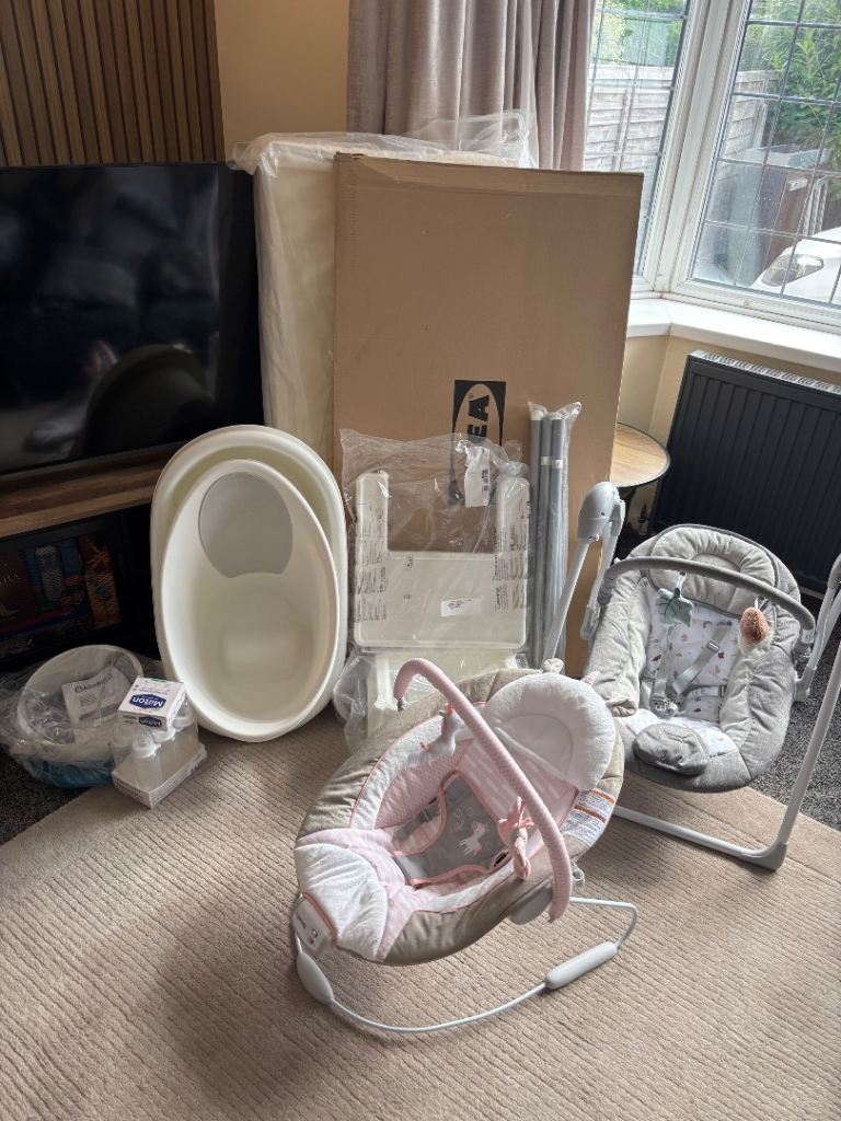 IKEA SNIGLAR Cot with Mattress and Baby Essentials - NEW