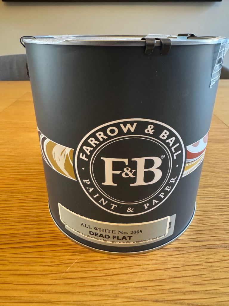 Farrow and Ball All White Paint (2005) All White (2005) Variant: Dead Flat / 2.5l