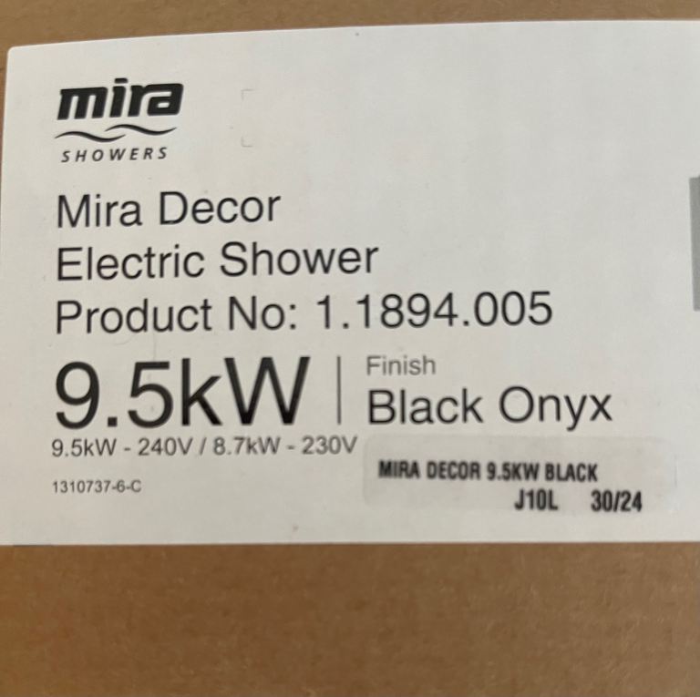 Mira Decor Electric Shower 9.5kW Black Onyx