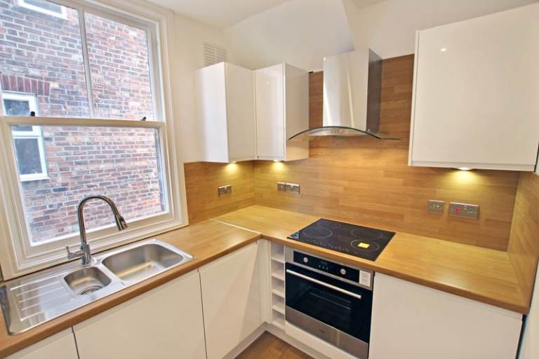 Wren laminate kitchen Worktop in Light Oak Block Effect - priced to clear