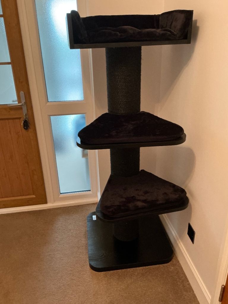 Bold paw Black Cat Tree with Scratching Post and Platforms
