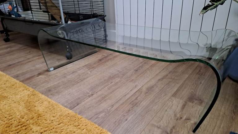 Curved Italian glass coffee table