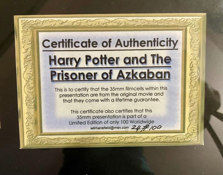 Harry Potter and The Prisoner of Azkaban COA Film Cells Framed