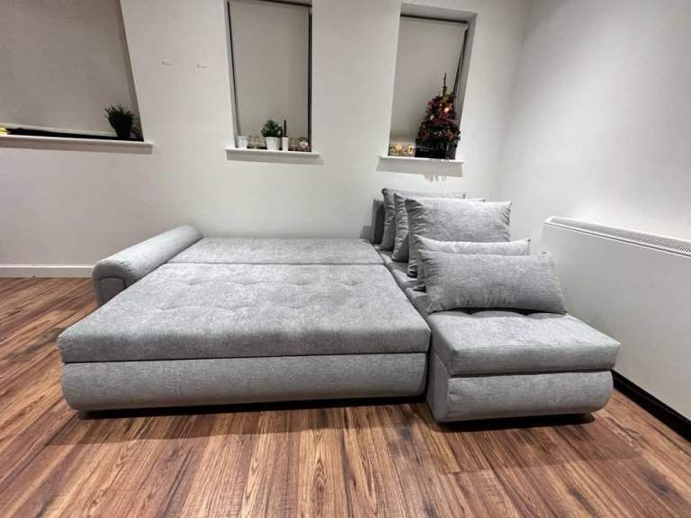 Brand New Berlin Corner Sofa Bed | Grey Storage Sofa | Pull Out Double Bed | Fast Delivery